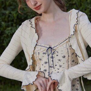 LACEMADE NWT BLUEBERRY KNIT CARDIGAN SIZE XS BLUE AND CREAM DELICACY